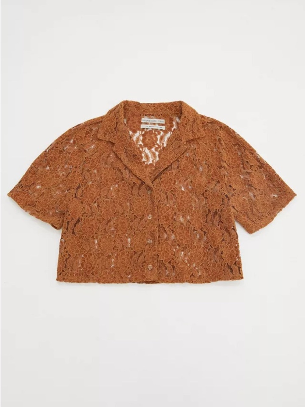 Urban Outfitters Lace Short-Sleeve Button-Up Top